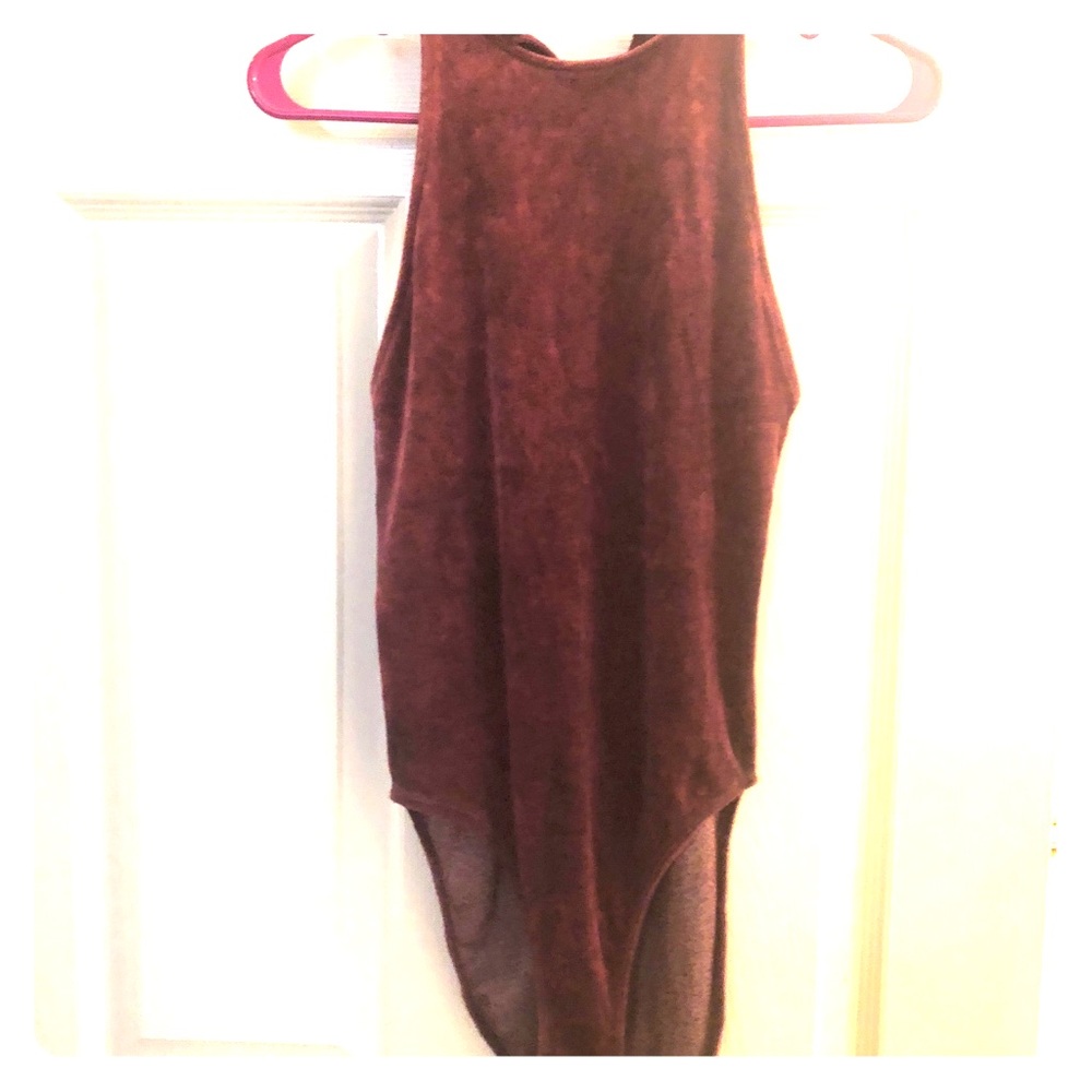 Purple velvet body suit